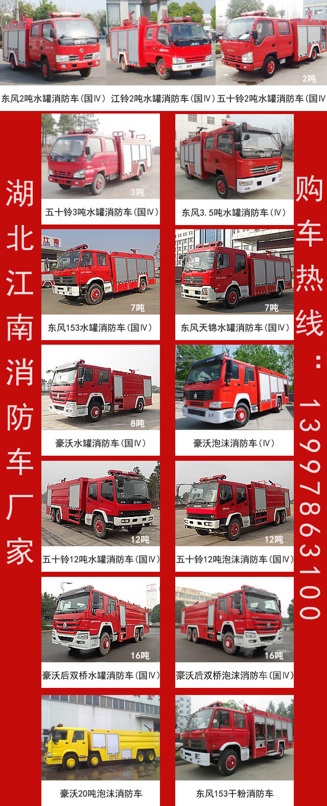 消防车产品汇总图